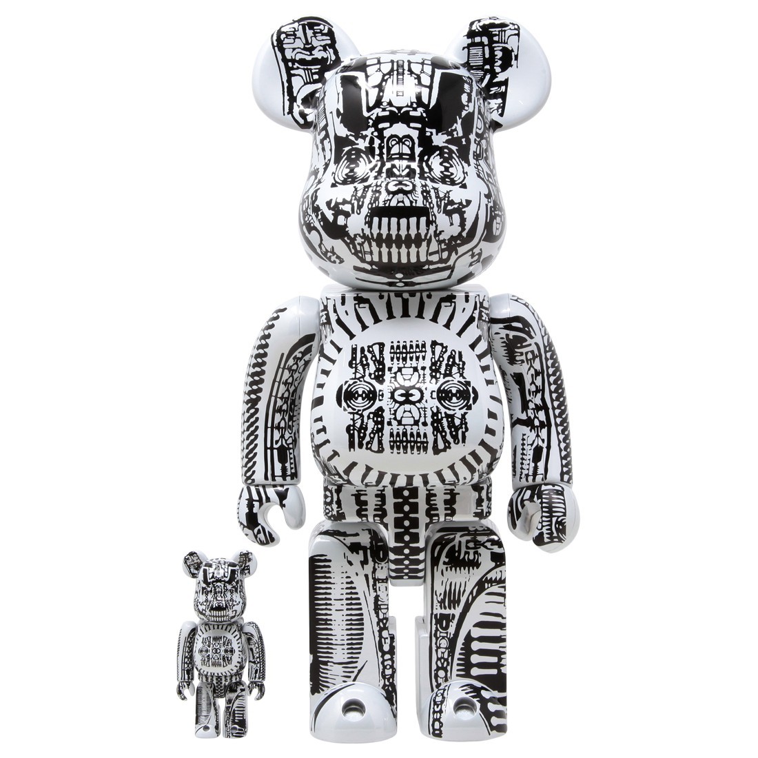 Medicom Toy H. R. Giger Black Chrome Version Bearbrick set 100% 400%