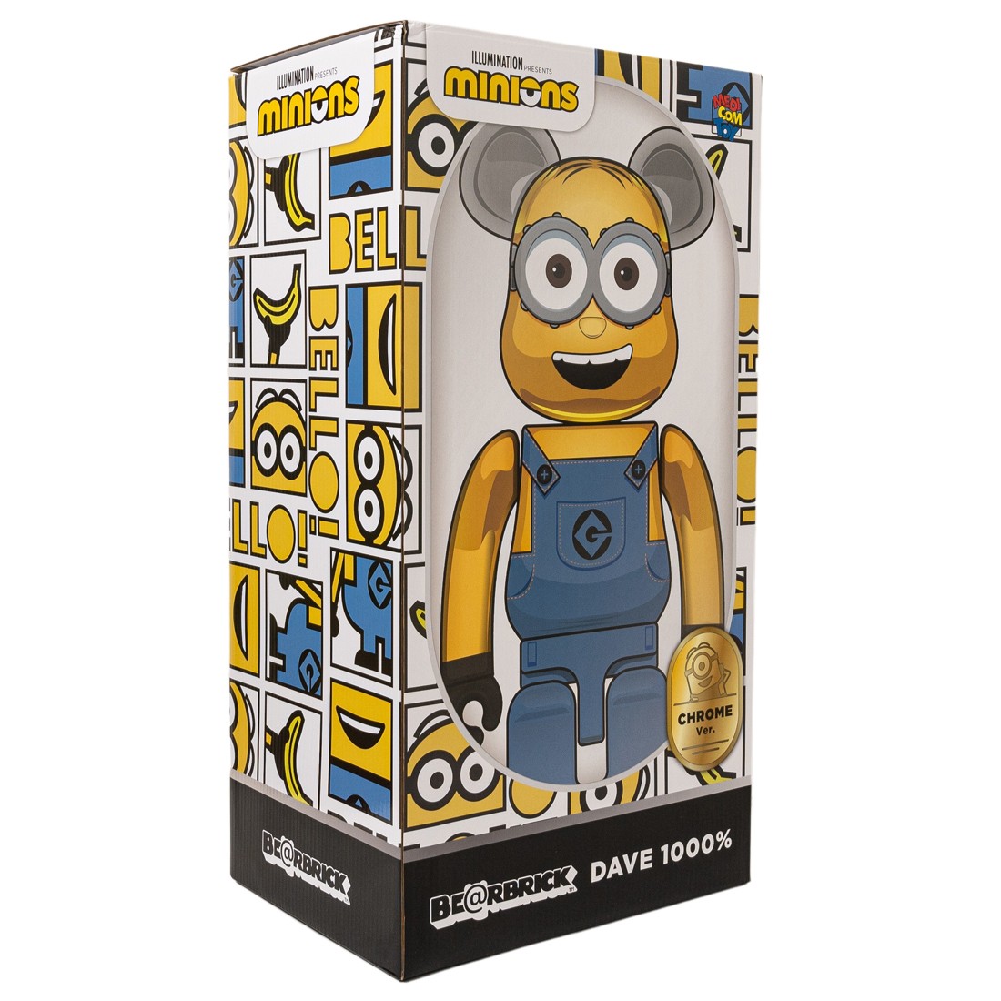 Medicom Minions Dave Chrome Ver. 1000% Bearbrick Figure (yellow)