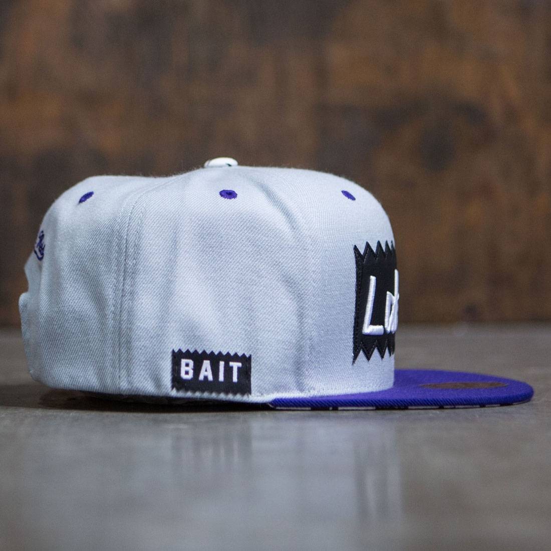 BAIT x NBA x Mitchell And Ness Los Angeles Lakers STA3 Wool Snapback Cap  (purple / gold)