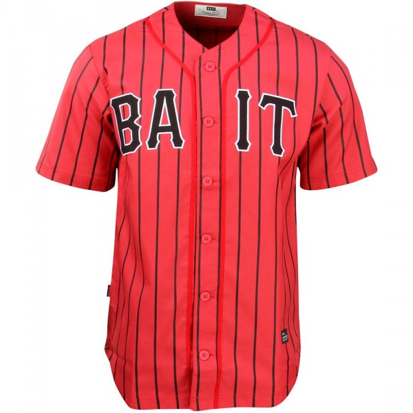 BAIT Men Sluggers Baseball Jersey - Pinstripe red black