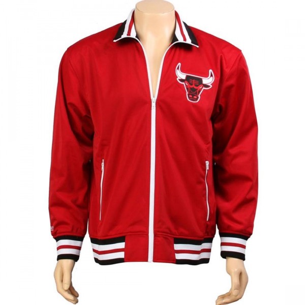 Mitchell & Ness M&N - chamarra de calentamiento auténtica Chicago Bulls