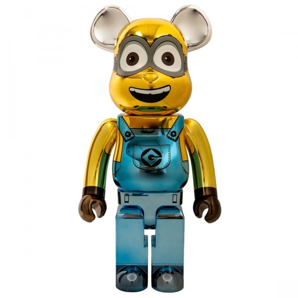 Medicom Minions Dave Chrome Ver. 1000% Bearbrick Figure (yellow)