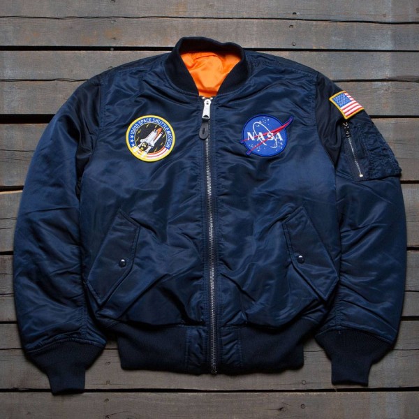 Men blue Industries Alpha MA-1 replica Flight NASA Jacket