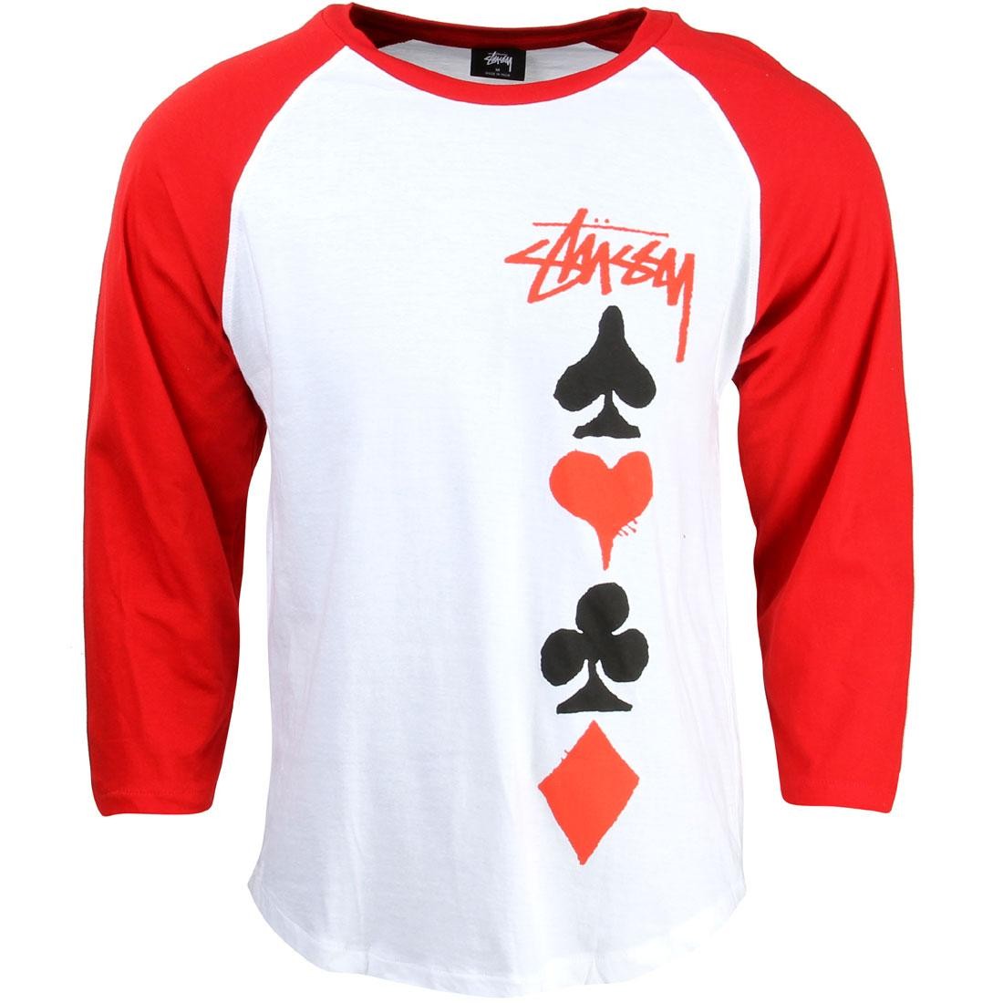 Stussy Men Full Deck Raglan Shirt (white / red)