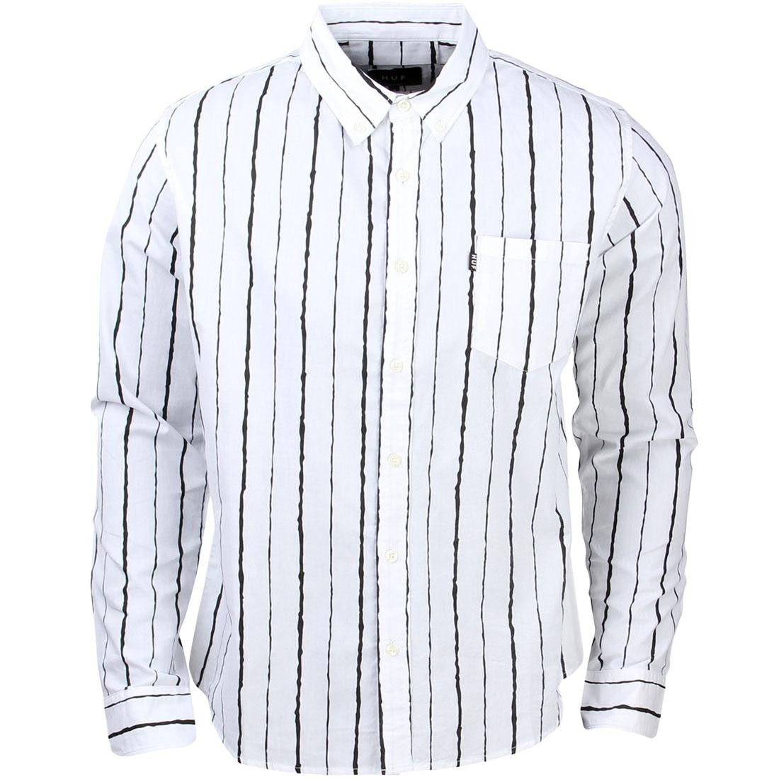 HUF Men Broken Stripe Long Sleeve Shirt (white / black)