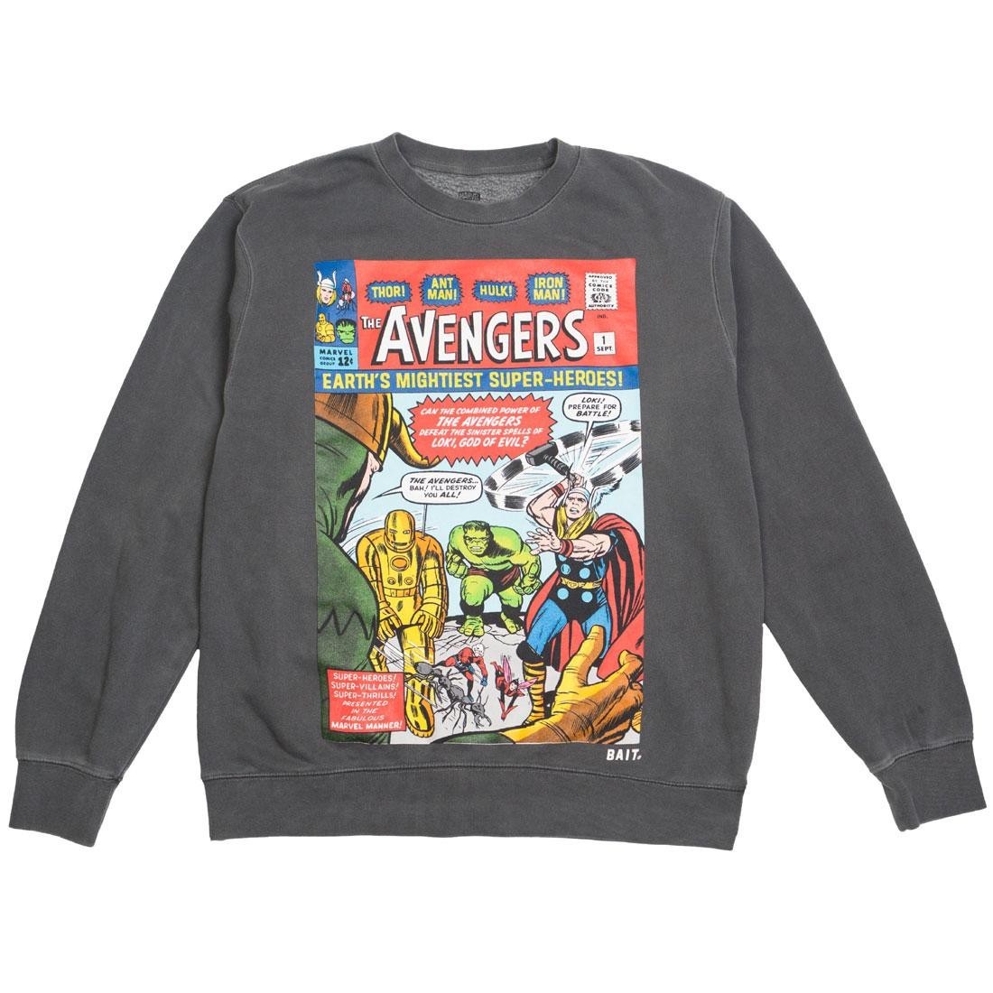 BAIT x Marvel Men Avengers - Earth's Mightiest Heroes Crewneck Sweater (black / pigment dyed)