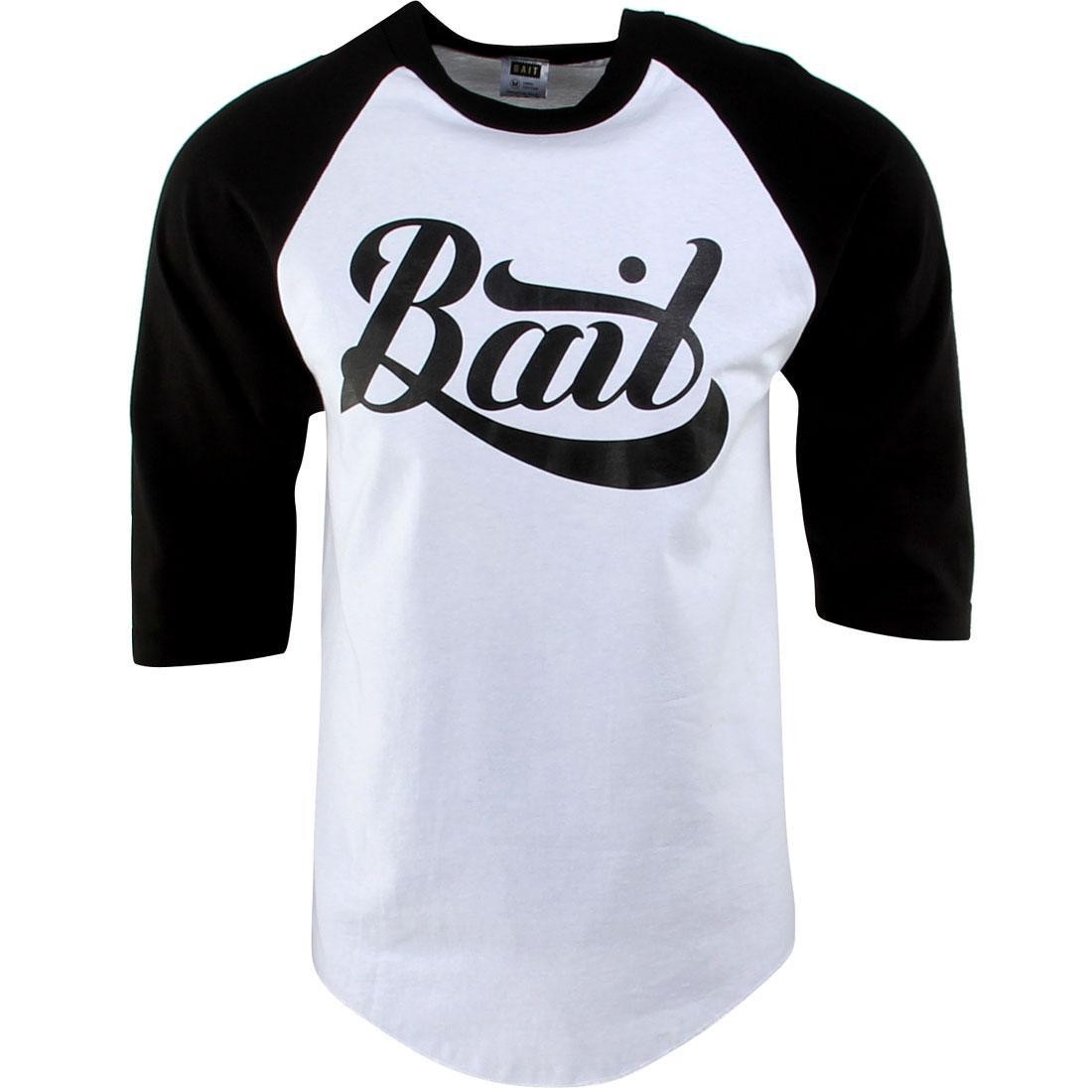 BAIT Script Logo Raglan Tee (white / black / black)