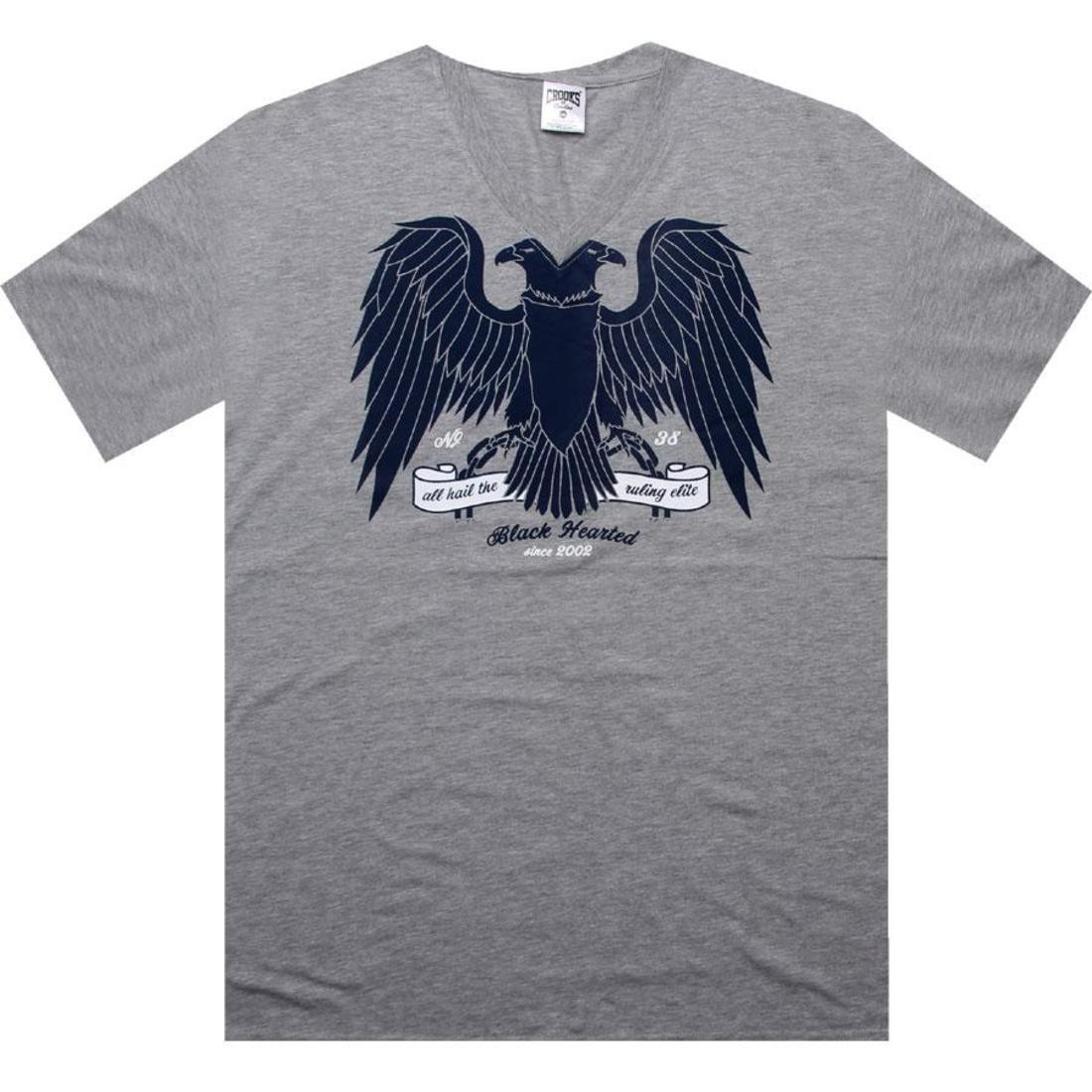 Crooks and Castles Black Hearted V-Neck Tee (heather grey)