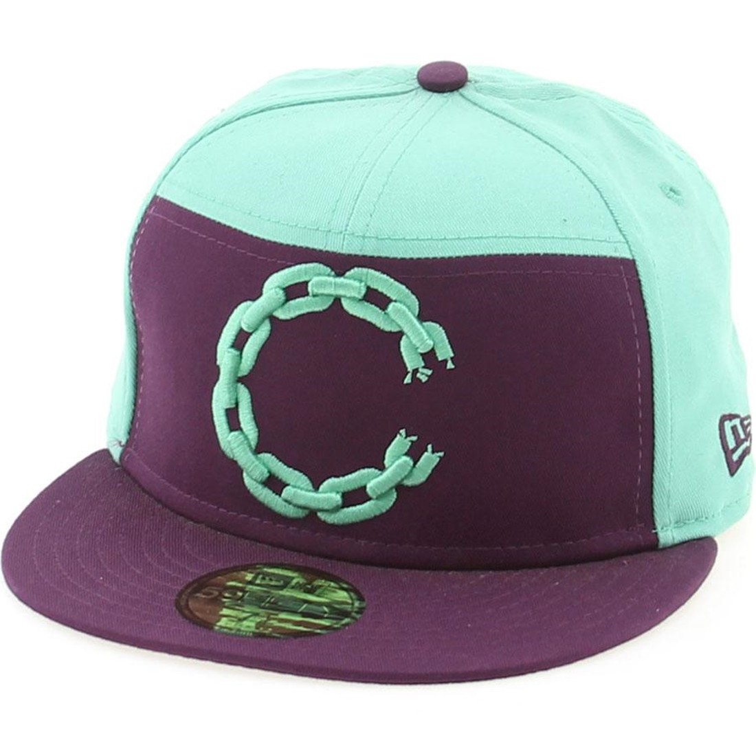 Crooks And Castles C Link Logo New Era Fitted Cap (teal / purple)