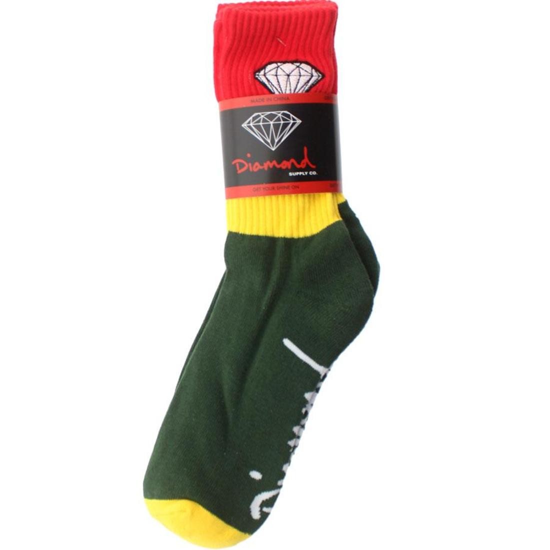 Diamond Supply Co 3 Pack Big Stripe Emblem Socks (green / yellow / red) 1S