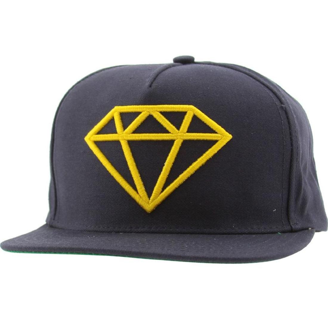 Diamond Supply Co Rock Logo Snapback Cap (navy / yellow)