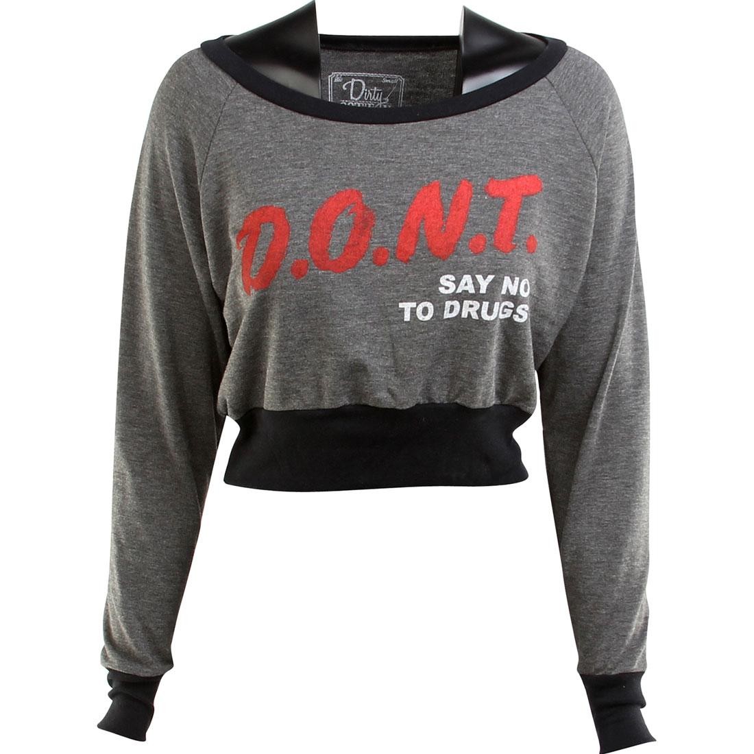 Dirty Cotton Scoundrels Women Don't Say No Crop Pullover Sweater (gray / heather / charcoal)