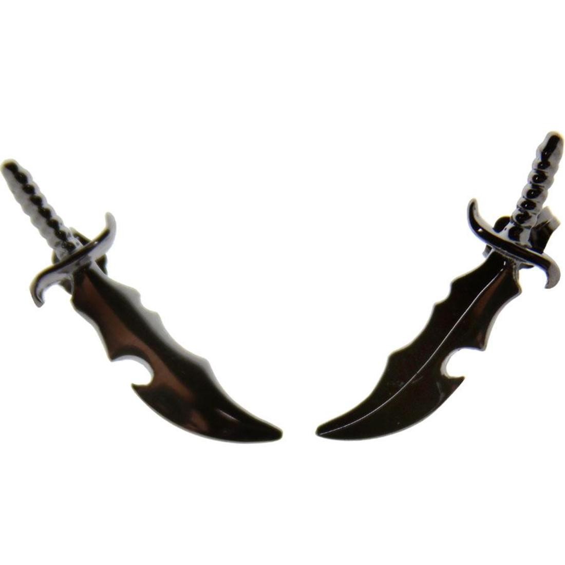 Han Cholo Dagger Stud Earrings - Precious Metal Series (gun metal)