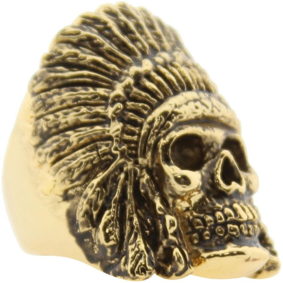 Han Cholo Indian Chief Skull Ring - Shadow Series (gold)