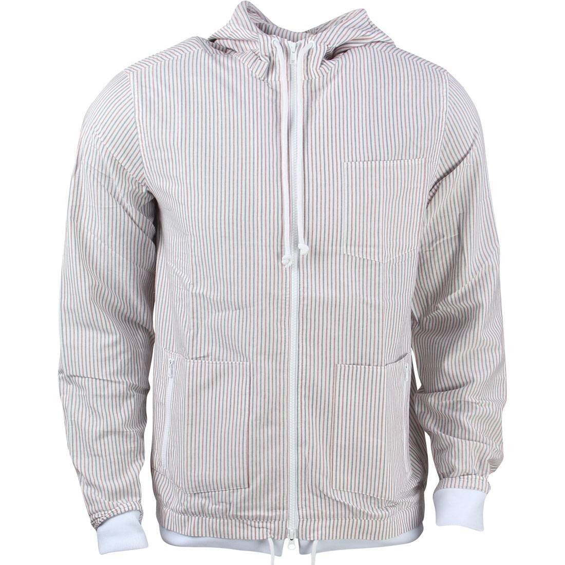CLOT Men Hooded Zip Up Shirt (white / red / blue)