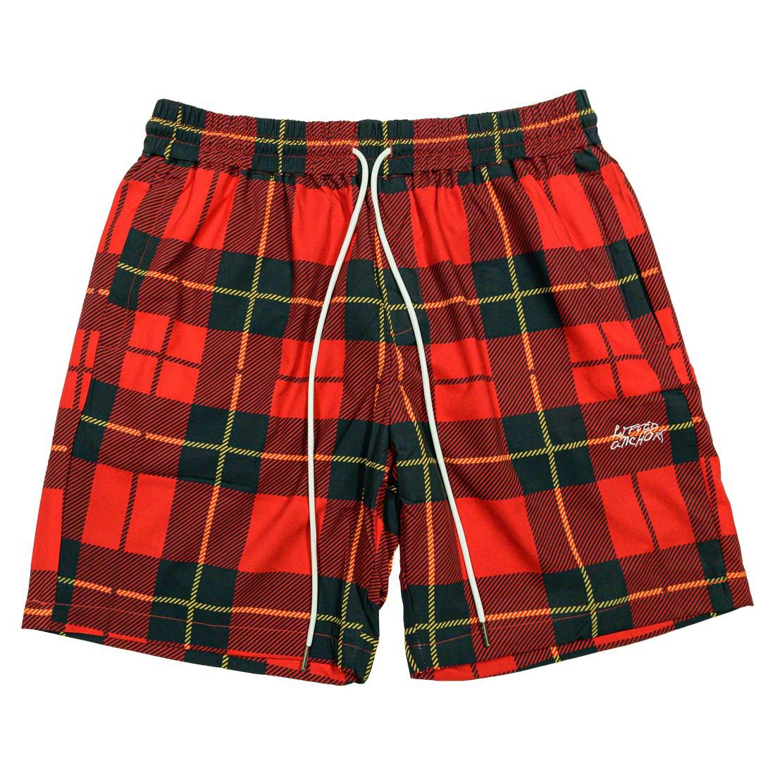 Lifted Anchors Men Ocean Plaid Shorts (red)