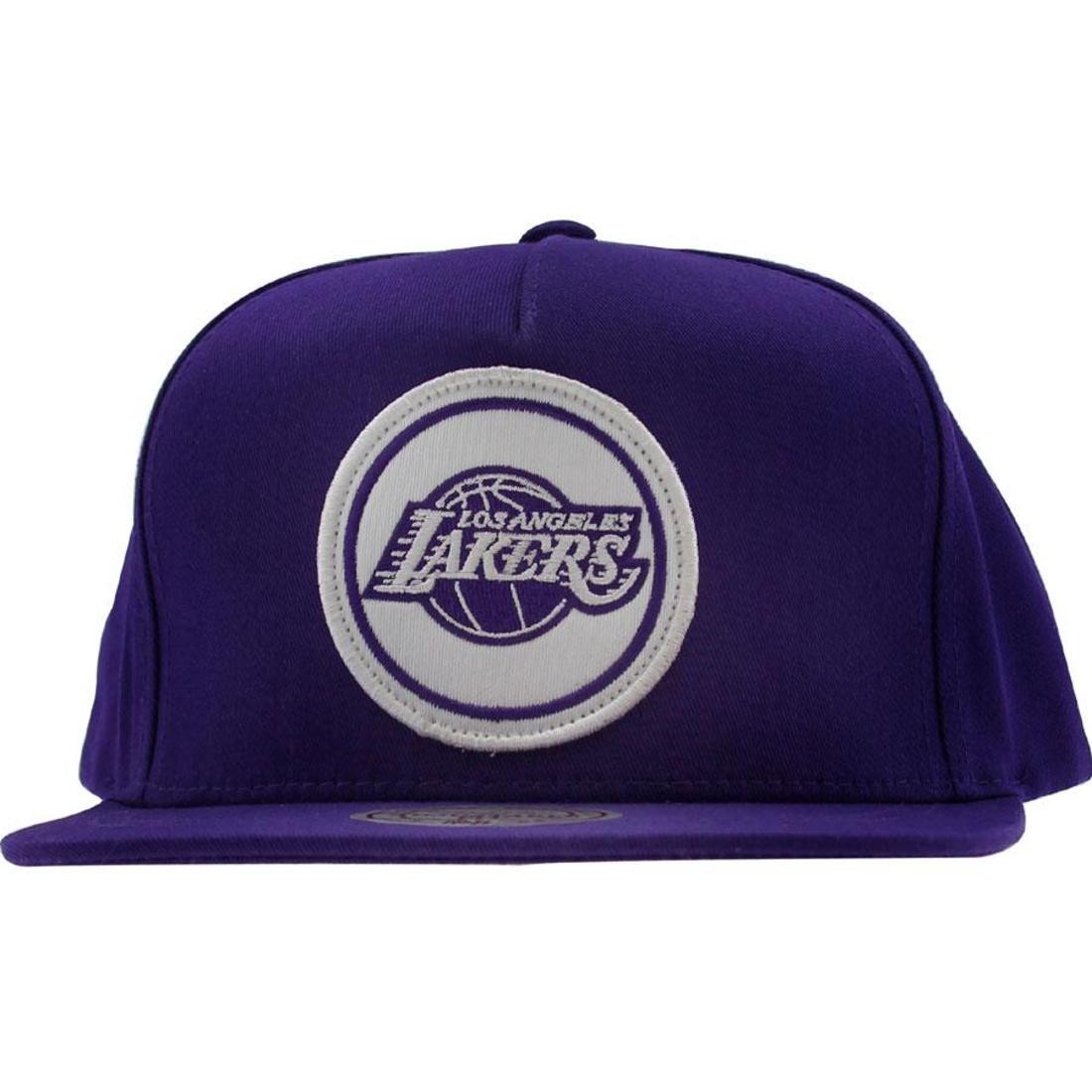 Mitchell And Ness Los Angeles Lakers NBA Cotton Novelty Patch Pinch Snapback Cap (purple)