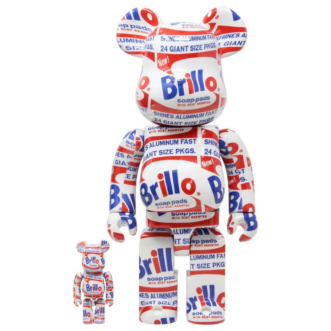 Medicom Andy Warhol Brillo 100% 400% Bearbrick Figure Set white