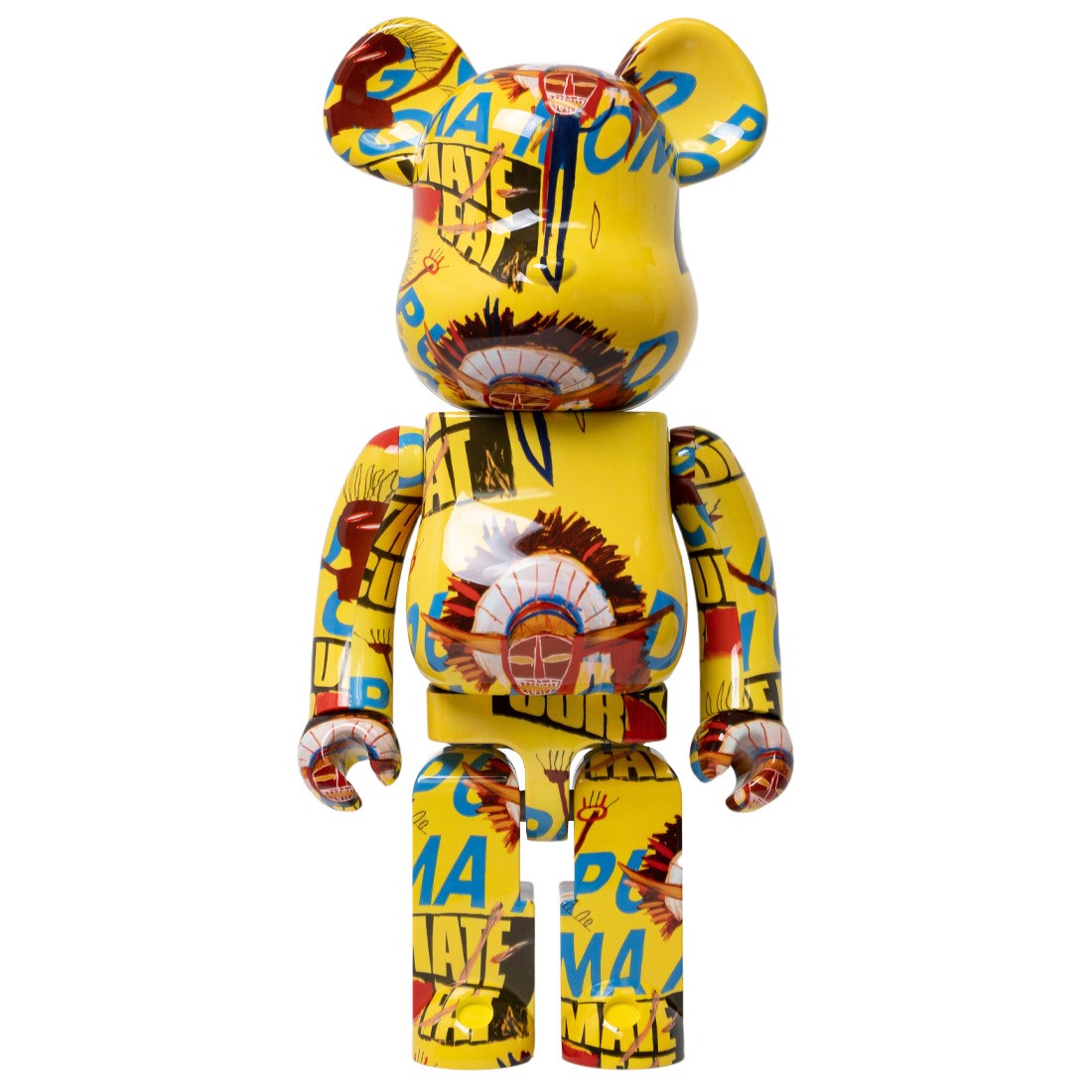 Medicom Andy Warhol x Jean-Michel Basquiat #3 1000% Bearbrick Figure (yellow)