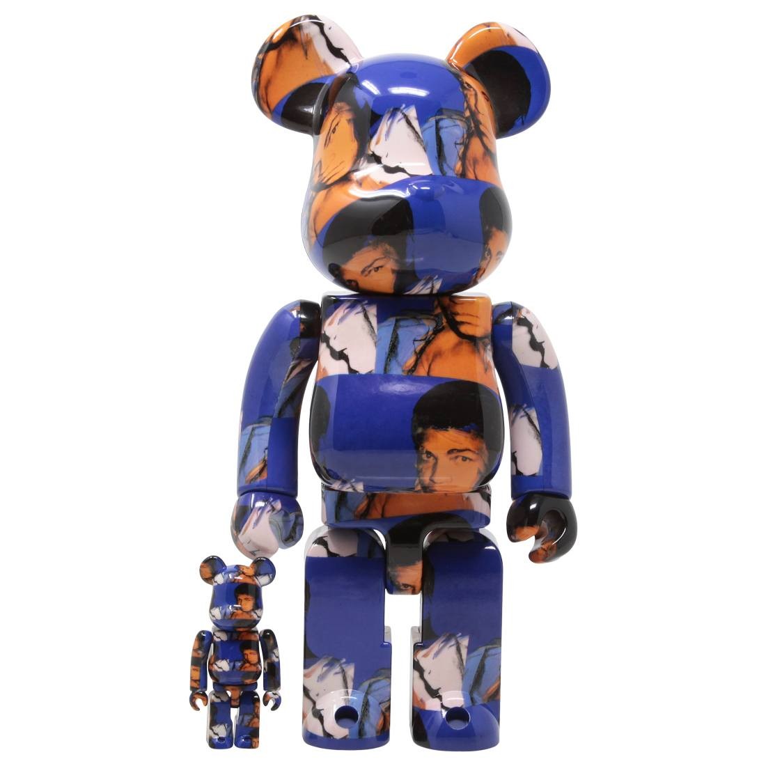 Medicom Andy Warhol Muhammad Ali 100% 400% Bearbrick Figure Set (blue)