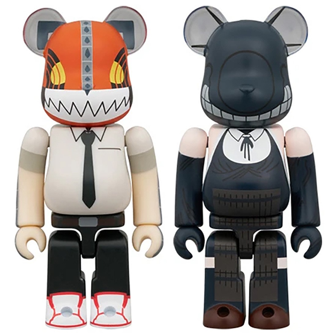 Medicom Chainsaw Man Chainsaw Man And Bomb Devil 100% Bearbrick Figure Set (orange / gray)