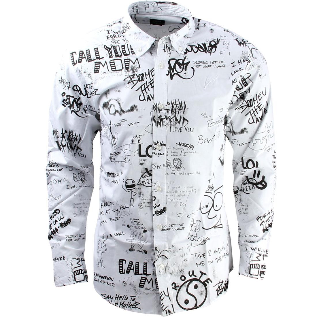 Publish Samson Long Sleeve Graffiti Woven Shirt (white)