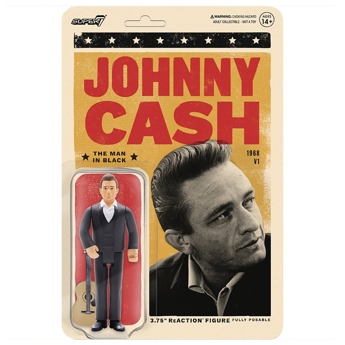 Super7 Johnny Cash Man In Black Reaction Figure (yellow / black)