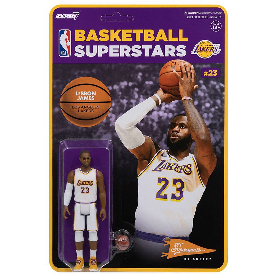 Super7 NBA Lebron James Alternate Laker Jersey Figure (white / purple)