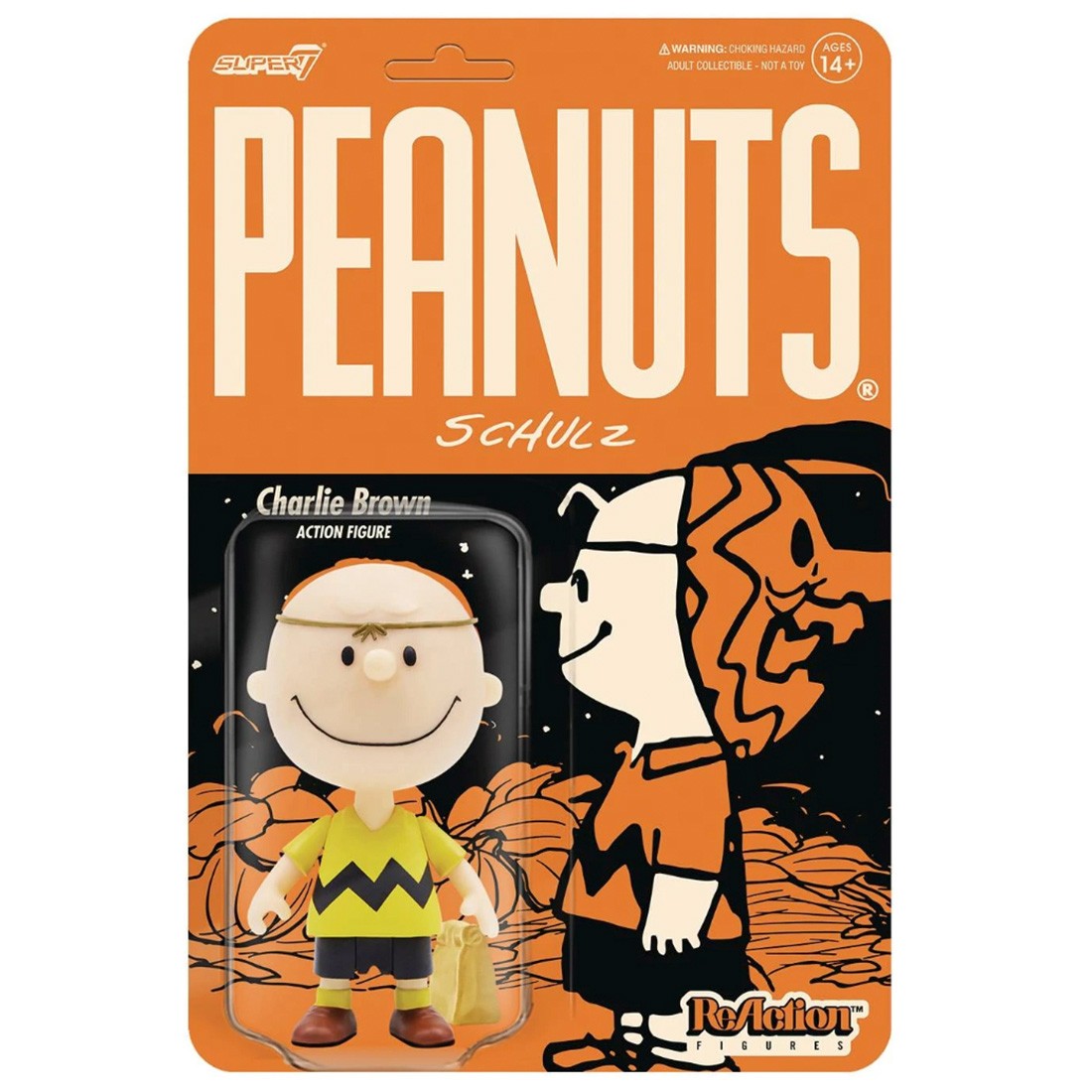 Super7 Peanuts Masked Charlie Brown Reaction Figure (yellow / orange)