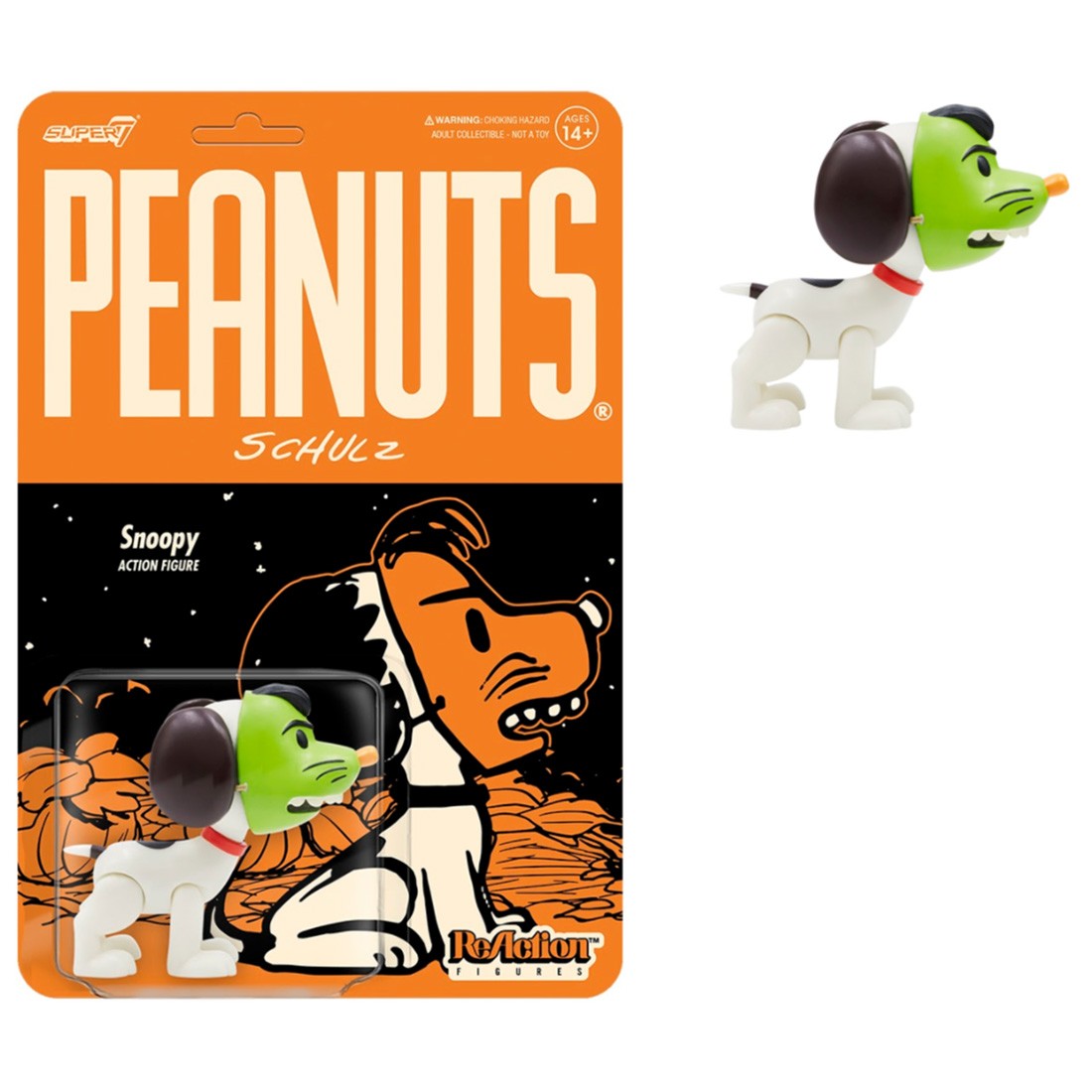 Super7 Peanuts Masked Snoopy Reaction Figure (white / orange)
