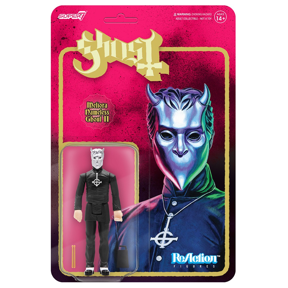 Super7 x Ghost Reaction Figure - Meliora Nameless Ghoul - Cowbell and Drumsticks (red / black)