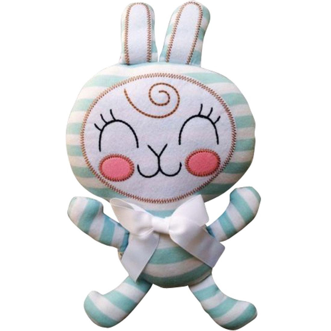 Anna Chambers Bunny White Bow Blue Stripe Plush (blue / white)