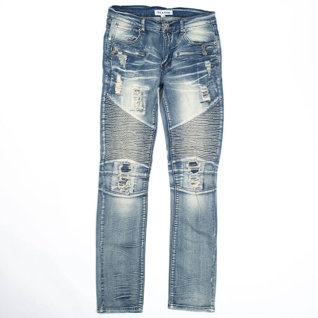 Reason Men's Camo Patchwork Jeans - Blue - Size 34x32