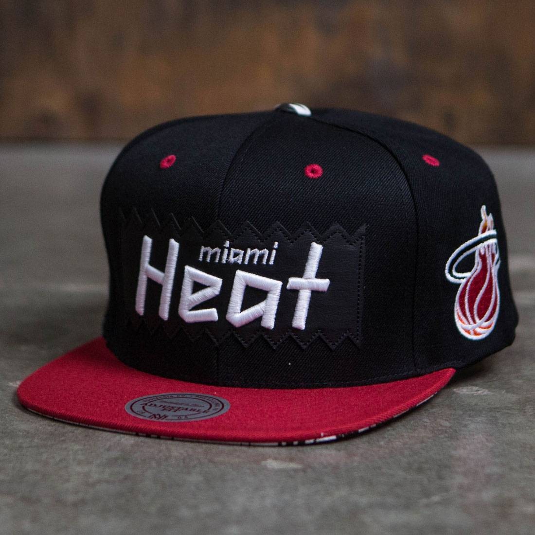 Mitchell & Ness Miami Heat Fitted Hat Red Black Orange 7 1/2 HWC Wade