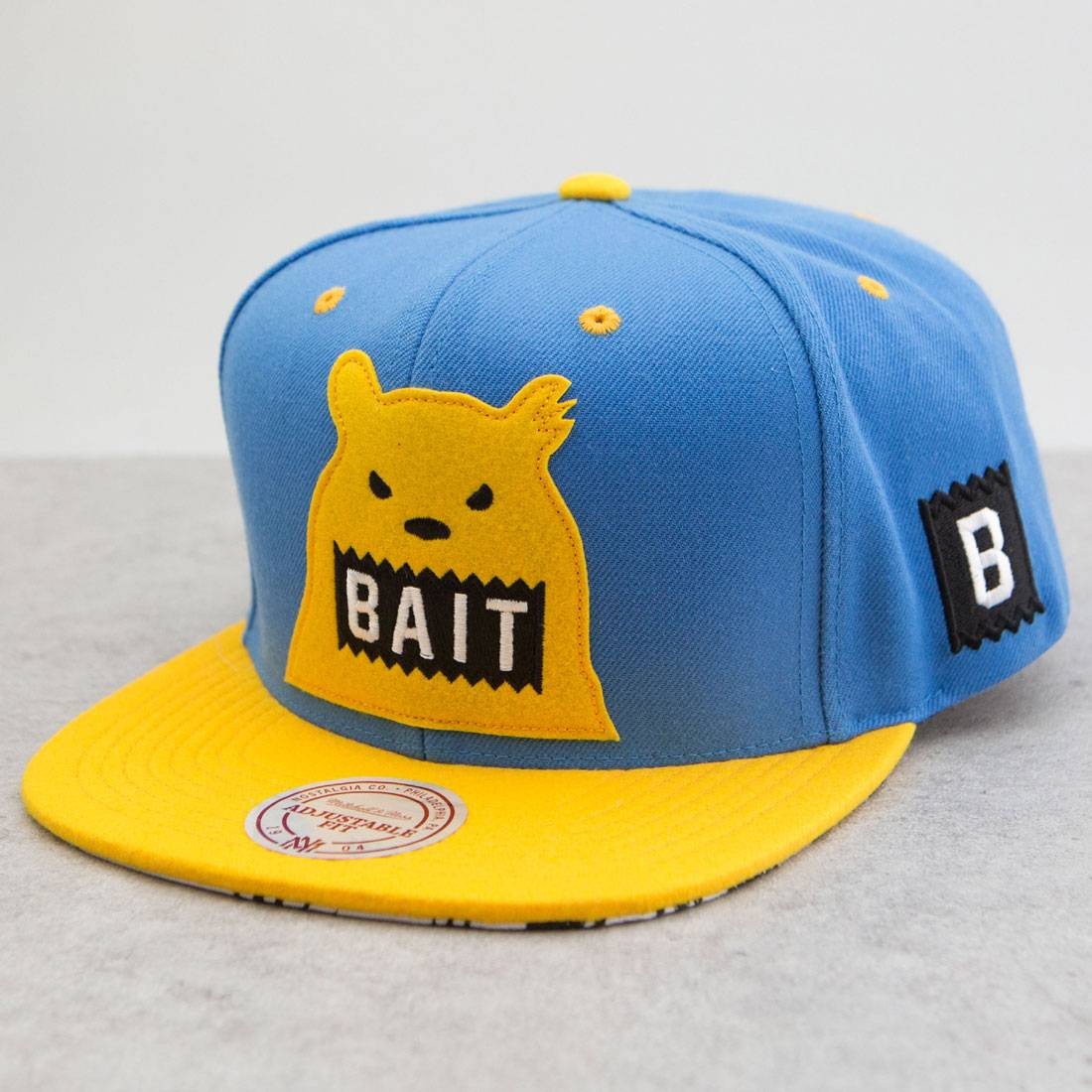 BAIT x Mitchell And Ness Bear Snapback Cap (blue / gold)