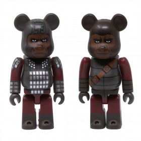 Medicom Planet of the Apes General Ursus And Soldier Ape 100% 2 Pack Bearbrick Figure Set (gray)