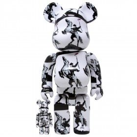 Medicom Brandalism Highwayman 100% 400% Bearbrick Figure Set (white)