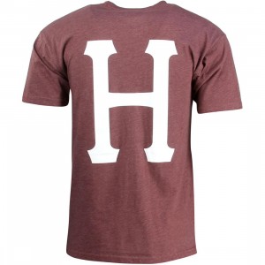 HUF Men Classic H Pocket Tee (burgundy / wine heather)