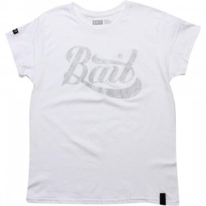 BAIT Womens Script Logo Tee (white / silver)