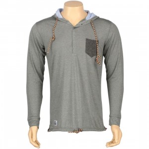 ARSNL Frost Henley Hooded Long Sleeve Tee (grey speckle)