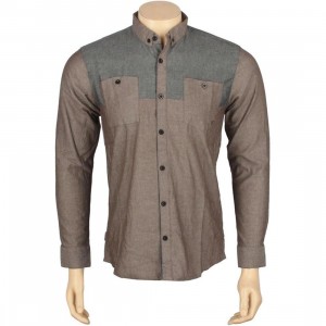 ARSNL Maurader Woven Long Sleeve Shirt (burnt grey chambray)