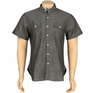 ARSNL Carter Woven Short Sleeve Shirt (black chambray)