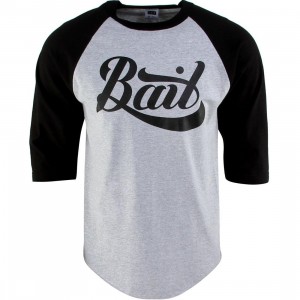 BAIT Script Logo Raglan Tee (gray / heather gray / black / black)