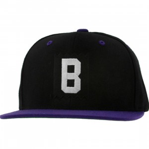 BAIT B Box Logo Snapback Cap (black / purple / white)