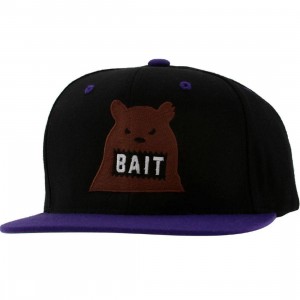 BAIT Bear Snapback Cap (black / purple / brown)