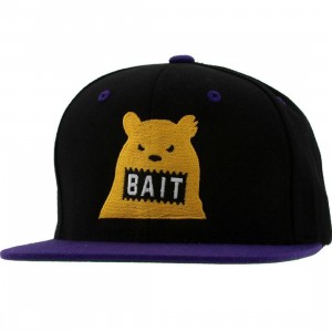 BAIT Bear Snapback Cap (black / purple / yellow)