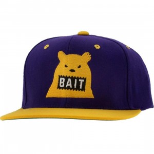 BAIT Bear Snapback Cap (purple / gold / yellow)