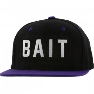 BAIT Box Logo Snapback Cap (black / purple / white)