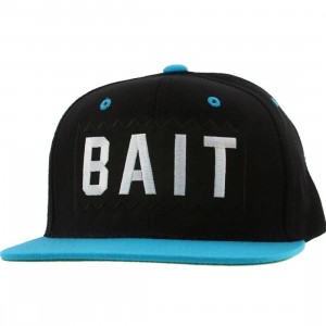 BAIT Box Logo Snapback Cap (black / teal / white)