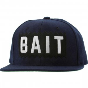 BAIT Box Logo Snapback Cap (navy / white)